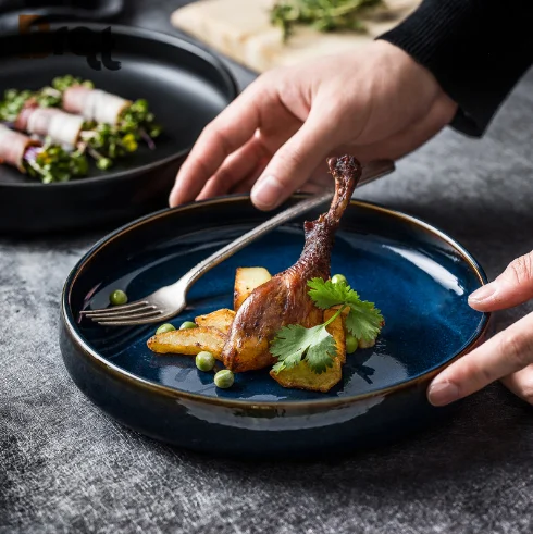 Бретт Скандинавская креативная керамическая посуда в форме шляпы Суповая тарелка Западные спагетти Черно-белые тарелки