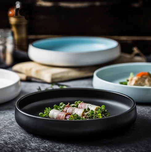 Бретт Скандинавская креативная керамическая посуда в форме шляпы Суповая тарелка Западные спагетти Черно-белые тарелки