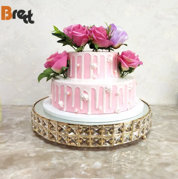 Свадебная золотая и серебряная металлическая 3-слойная подставка для торта, хрустальная столешница нестандартного размера, центральная часть с цветочным декором для вечеринок