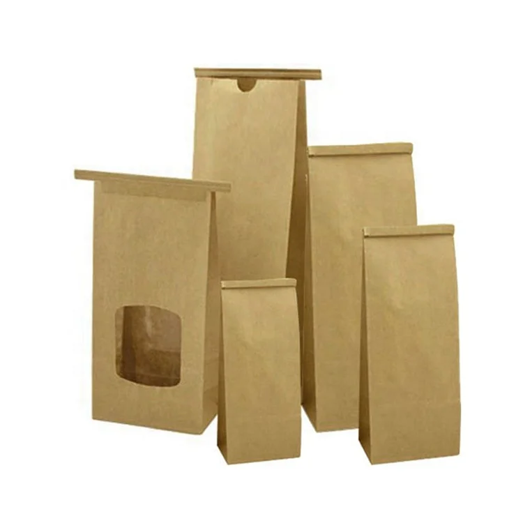 Жиронепроницаемый изготовленный на заказ размер видит через бумажные пакеты Брауна Крафт окна с оловянной связью для упаковки еды