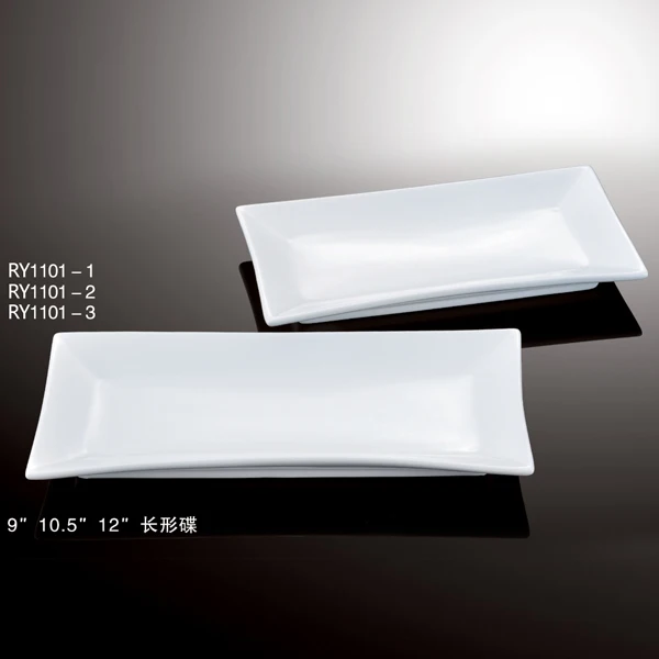 Горячие продажи в отеле и ресторане, можно мыть в посудомоечной машине, простые белые прямоугольные фарфоровые тарелки, посуда
