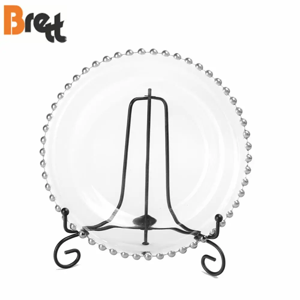 Посуда Brett. Зарядные устройства из прозрачного стекла. Экологически чистые золотые края с бисером для свадебных мероприятий. Аренда кейтеринга.