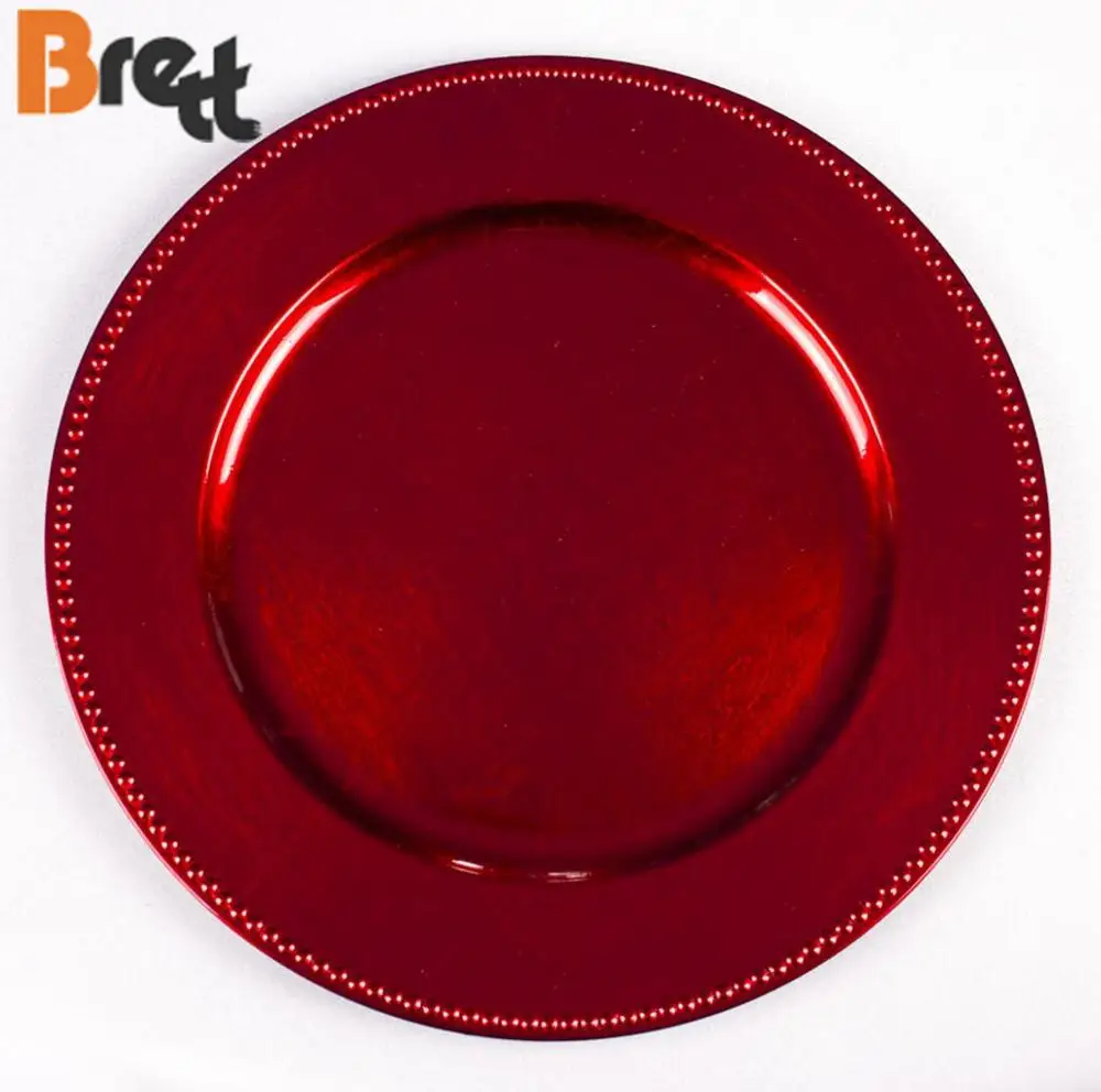 Экологичная дешевая пластиковая посуда, золотые и серебряные зарядные пластины с бисером для свадебного украшения