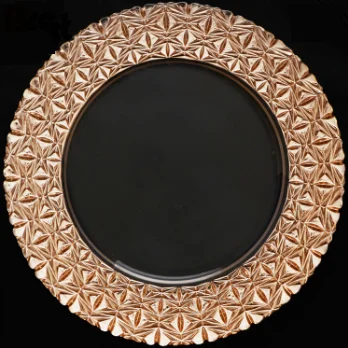 Свадебная посуда Стеклянная зарядная тарелка с королевской золотой оправой под тарелкой