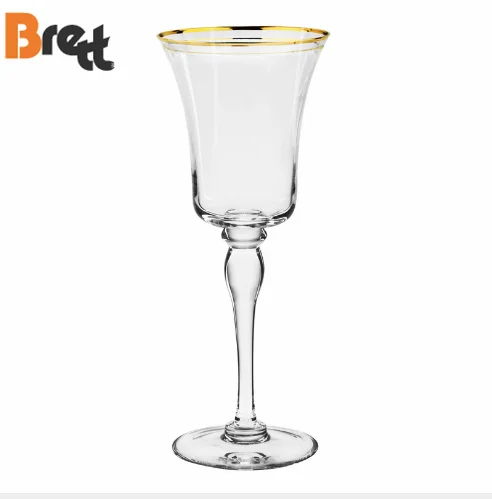 Гуанчжоу винтажная роскошная свадебная стеклянная посуда с кристаллами и золотой оправой, бокалы для вина, емкость 500 мл, цветное стекло для шампанского, прозрачное