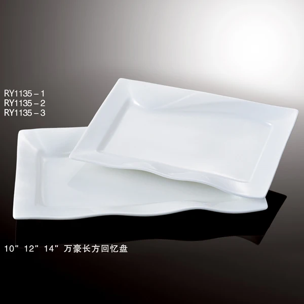 Оптовая продажа высококачественных фарфоровых прямоугольных фарфоровых тарелок для шведского стола