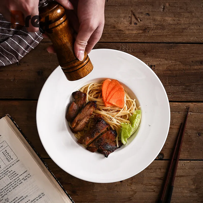 Бретт, чистый белый цвет, креативная западная еда, спагетти, салат, суп, соломенная шляпа, глубокая тарелка, посуда для отеля, 9 дюймов, 12 дюймов