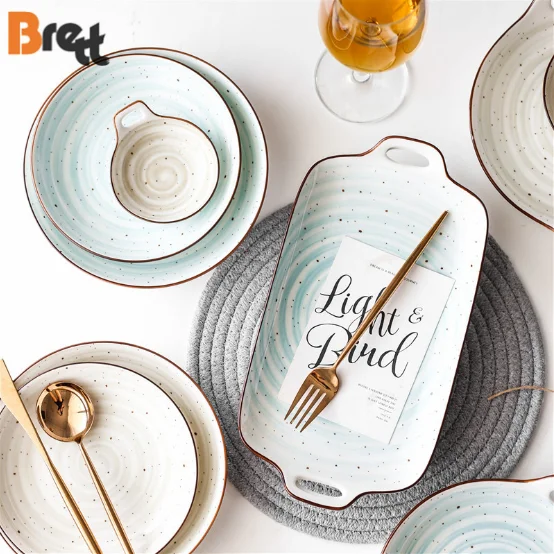 Бретт, японская ручная роспись, цветная глазурь, наборы столовых приборов, фарфоровая керамическая тарелка, посуда для ресторанов, отелей, 6-дюймовая круглая посуда