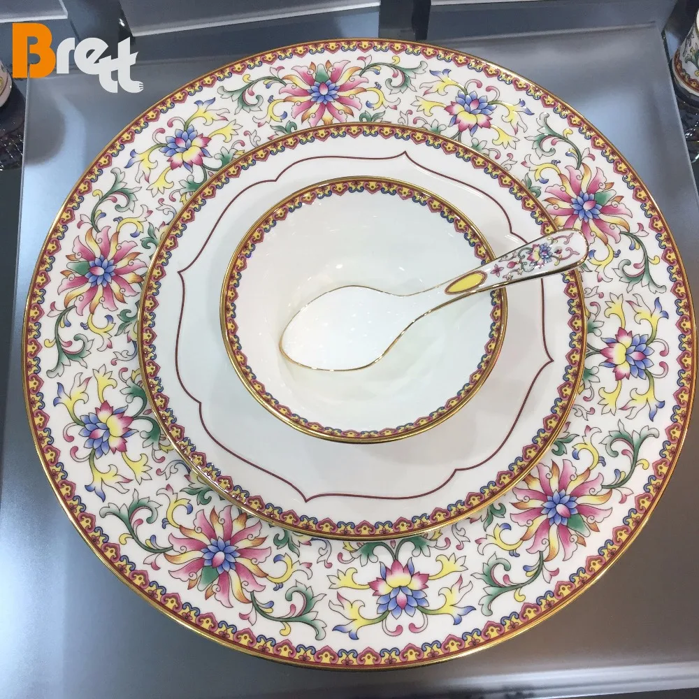 Цветочный декор Свадебные керамические наборы посуды из костяного фарфора