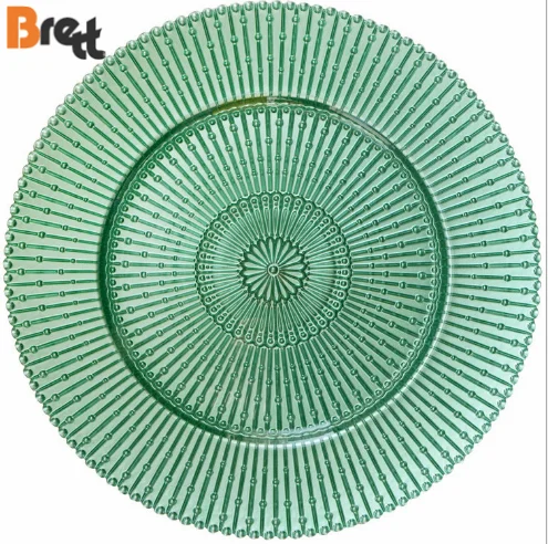 Заряжатели таблицы Гуанчжоу Шэньчжэня прозрачные стеклянные с вышитым золотом краем