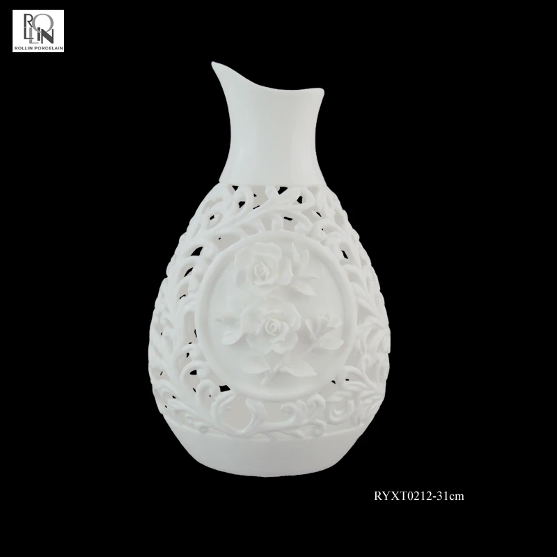 Белая современная декоративная скульптура, китайская керамическая ваза для цветов, Свадебная ваза из костяного фарфора