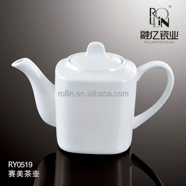 Сделано в Китае, дешевый тонкий белый фарфор, кухонная посуда, фарфоровый чайник с ручкой