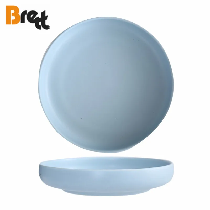 Керамический набор столовой посуды из синего и белого фарфора современного дизайна Brett Nordic, круглые тарелки и миски для ресторанов и отелей