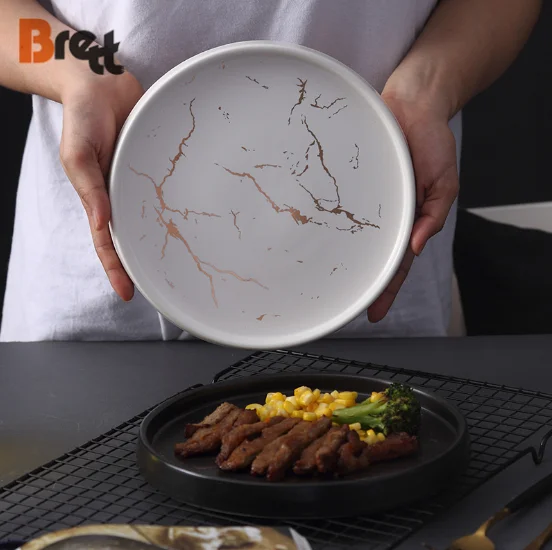 Скандинавская креативная керамическая посуда в форме шляпы Суповая тарелка Западные спагетти Черно-белые тарелки