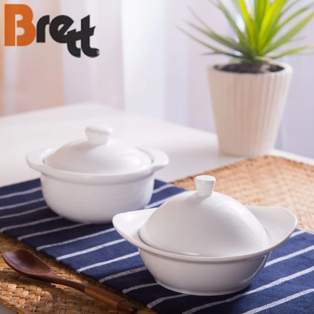 Фарфоровая посуда Brett, миска для супа, набор посуды Vajilla для ужина с ручкой, набор посуды в деревенском стиле, набор супниц с подогревом