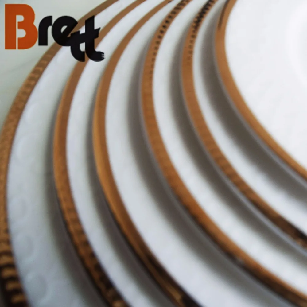 Обеденные тарелки Brett с золотой оправой, новейший дизайн, новый обеденный набор из костяного фарфора для свадьбы