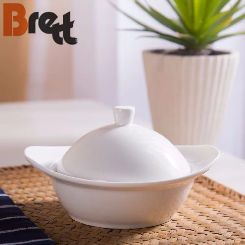 Фарфоровая посуда Brett, миска для супа, набор посуды Vajilla для ужина с ручкой, набор посуды в деревенском стиле, набор супниц с подогревом