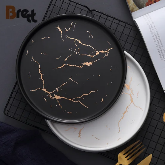 Скандинавская креативная керамическая посуда в форме шляпы Суповая тарелка Западные спагетти Черно-белые тарелки