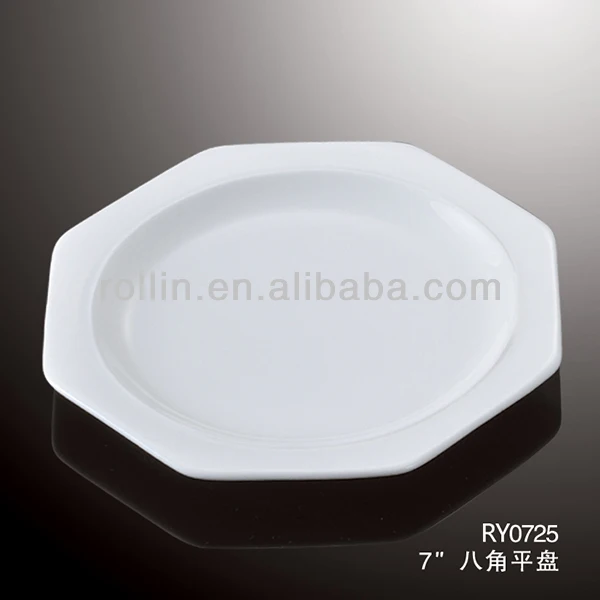Керамическая тарелка для ресторана отеля, восьмиугольная тарелка, посуда для вечеринок, безопасная белая фарфоровая плоская шестиугольная обеденная тарелка