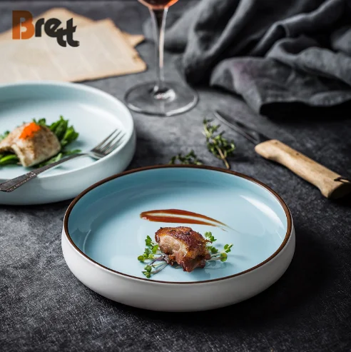 Бретт Скандинавская креативная керамическая посуда в форме шляпы Суповая тарелка Западные спагетти Черно-белые тарелки