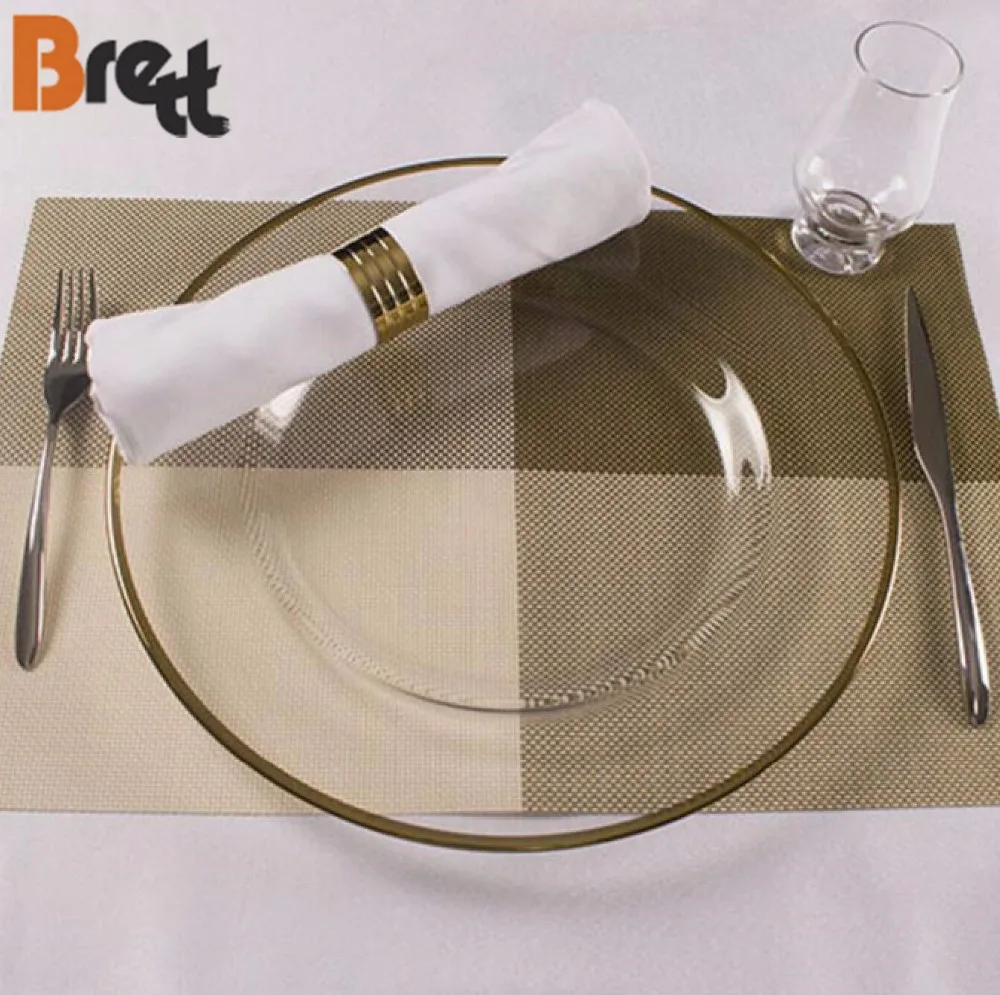 Свадебная посуда Стеклянная обеденная тарелка с золотой оправой