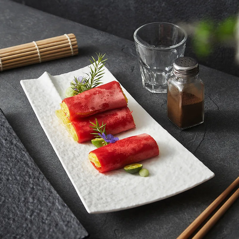 Luxury Japanese Sushi and Sashimi Plate Set Wood Ceramic Dessert Party Snack Plate for Hotels Restaurants Special Occasions