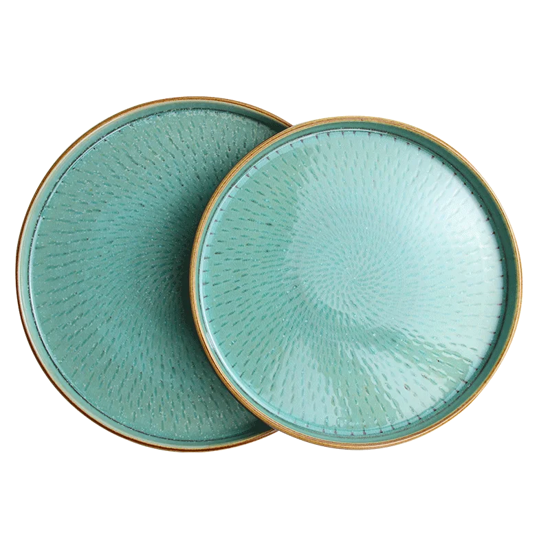 Современный набор столовой посуды из 2 фарфоровых тарелок, безопасный для микроволновой печи, керамическая посуда, глазурованный обеденный набор для ресторана