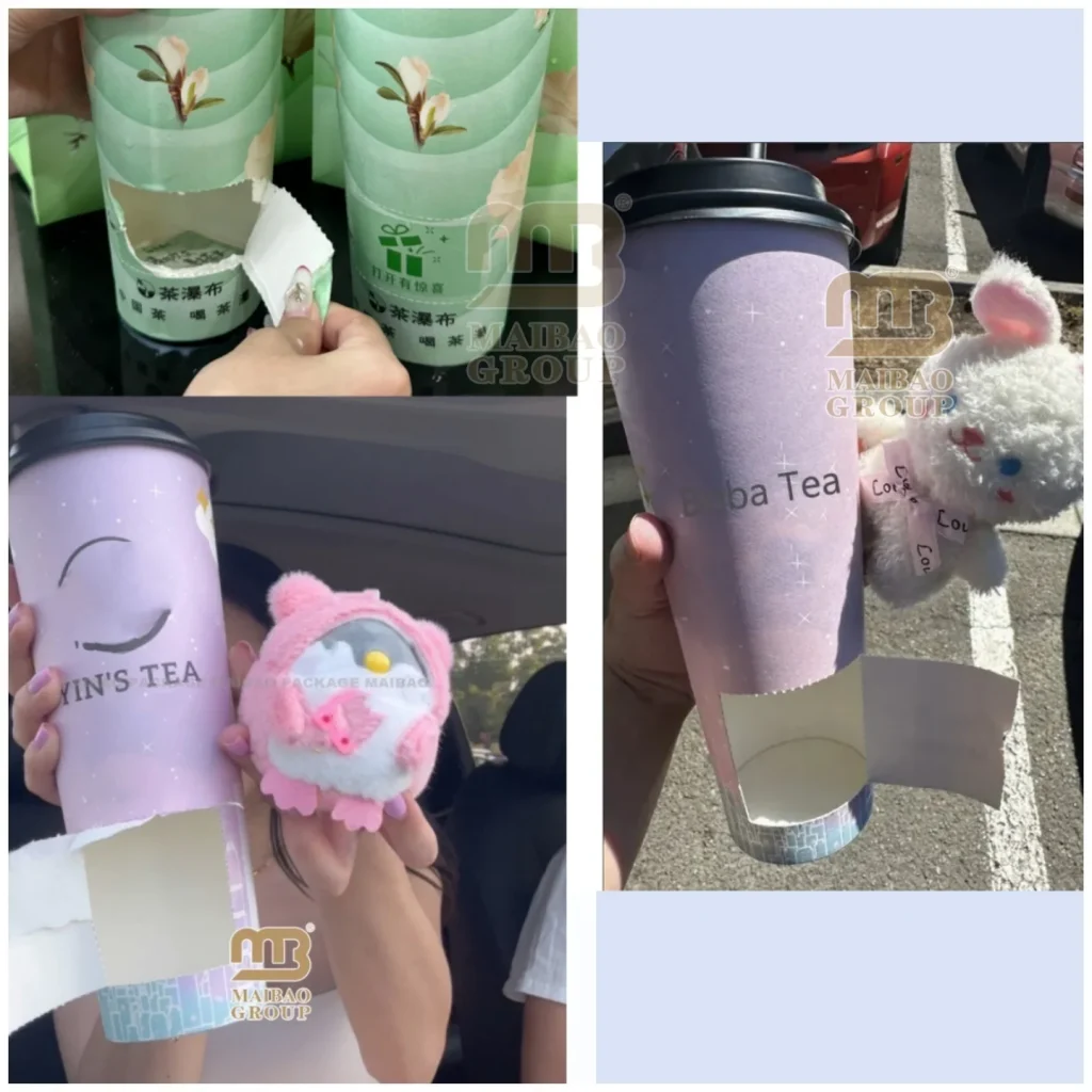 Одноразовая бумажная чашка для кофе Боба с сюрпризом на заказ, логотип на вынос, герметичная кофейная чашка, таинственный подарок, чашки для кофейни на удачу