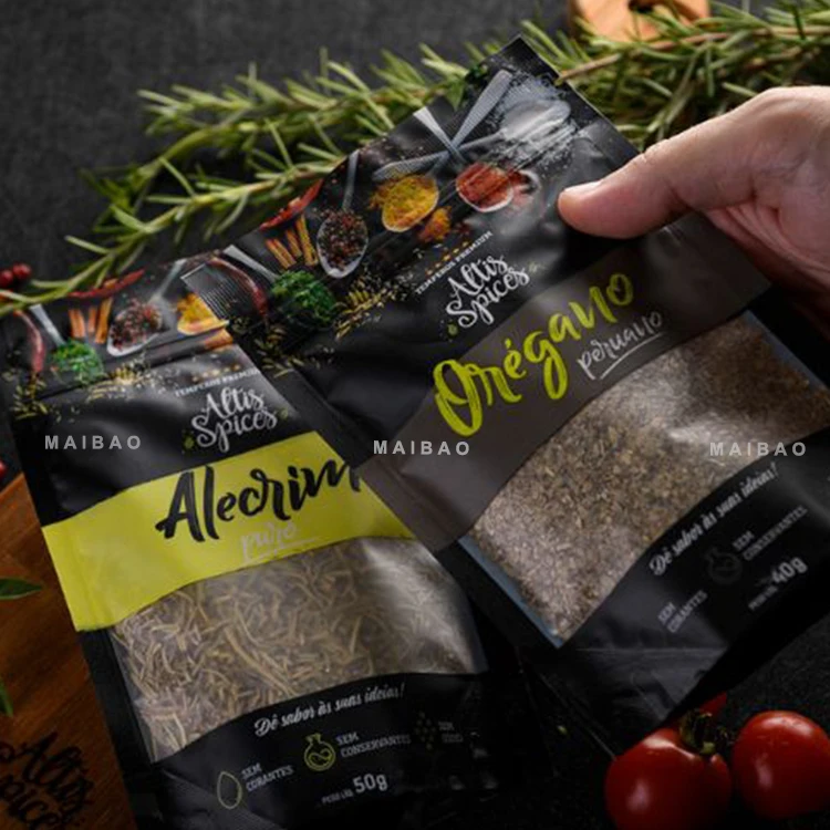 Производство матового матового стоячего мешка, закрывающегося пищевого порошка для специй, упаковки на молнии, пластикового майларового мешка с логотипом