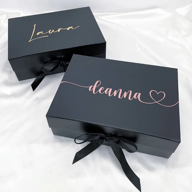 Оптовая индивидуальная печатная роскошная ручная ручная работа жесткая бумажная картон черная простая пустая магнитная подарочная коробка с магнитным закрытием