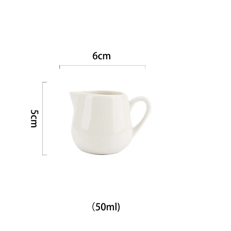 Mini Classic Pure White Ceramic Milk Creamer Jug With Handle Small Coffee Milk Creamer Pitcher for Home and Kitchen