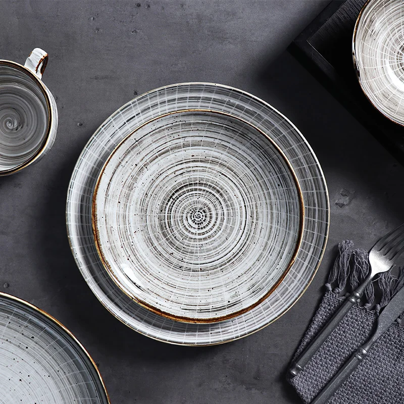 Посуда, новая горячая распродажа, круглая основная фарфоровая тарелка 25 см по индивидуальному заказу для ресторана, супер керамические тарелки