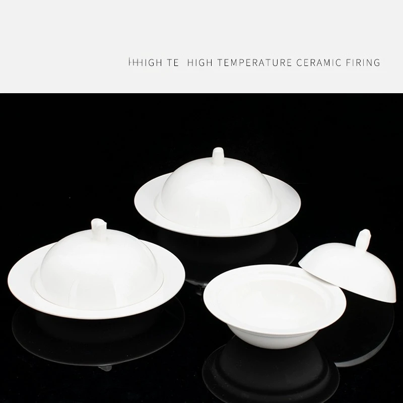 Factory Price High-end Western Food Hotel Tableware Dishes on Magnolia Cup With Cover