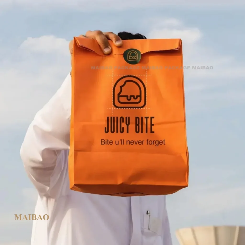 Биоразлагаемый коричневый крафт-буханка с плоским дном, вощеной подкладкой и принтом на заказ, хлеб, жареные чипсы, курица, картофель фри, упаковочный бумажный пакет