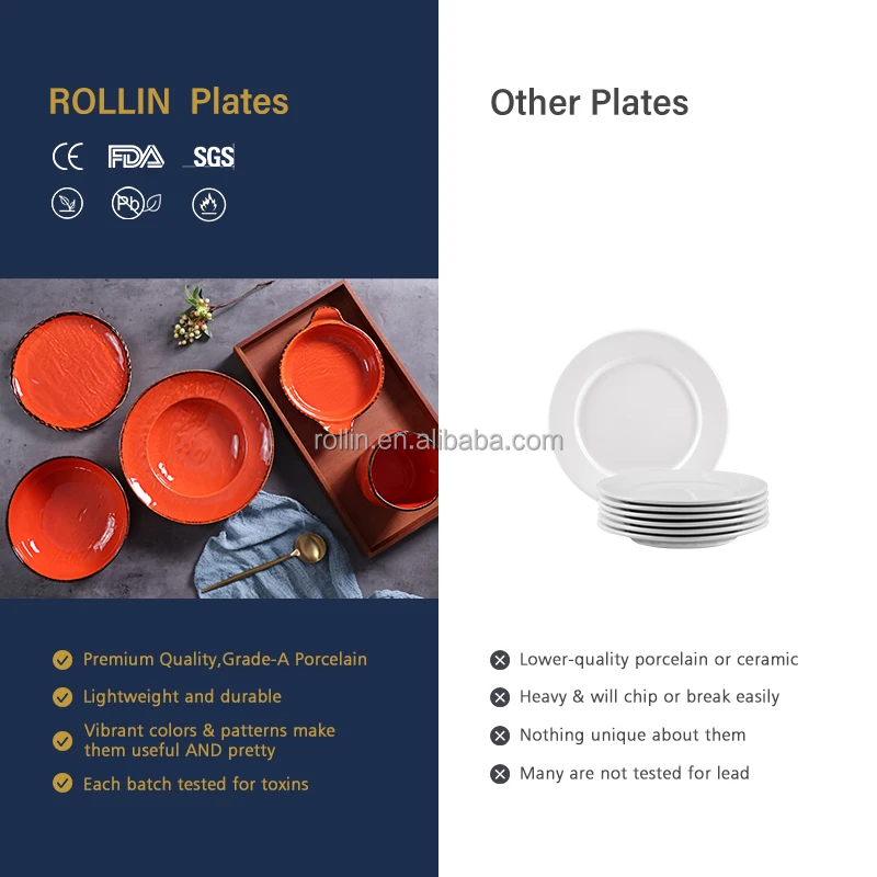 Набор тарелок и мисок Фарфоровые тарелки Набор сервировочной посуды Обеденные наборы для ресторана
