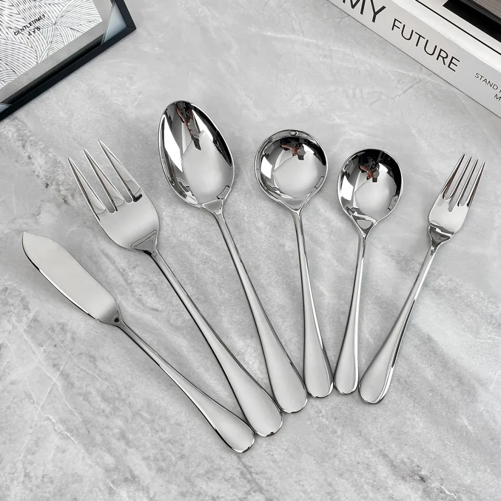 Высококачественная серебряная кованая вилка, ложка, нож, набор столовых приборов из нержавеющей стали 304 18/10, изысканная столовая посуда из нержавеющей стали, набор столовых приборов