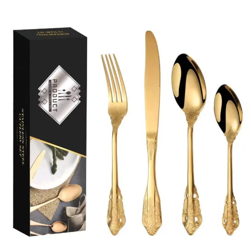 Набор столовых приборов из нержавеющей стали 410, одноразовый, 5 шт., столовые приборы, классический дизайн для свадебных вечеринок, чая, экологически чистое использование
