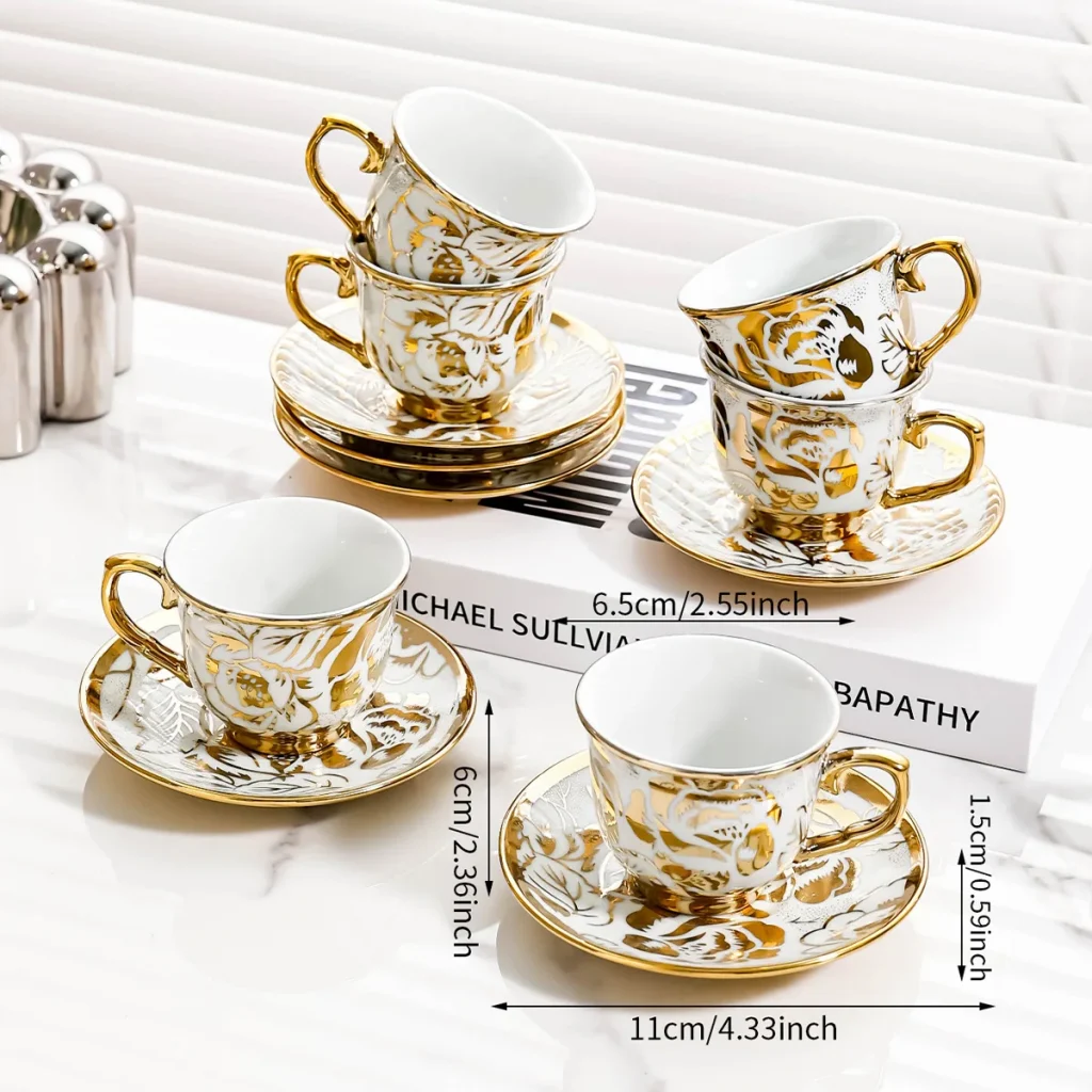 Hot Seller Minimalist Design Ceramic Dinner Plate With Colorful Handgrip Customizable Coffee Cup Set for Parties for Hotels