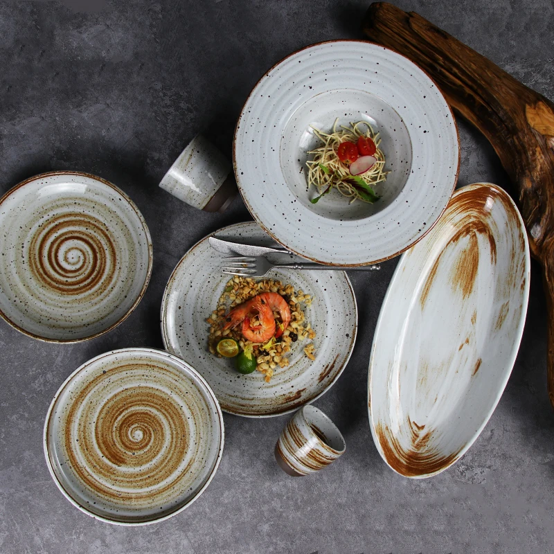 Набор керамических тарелок, посуда на заказ, обеденный набор для отеля, керамическая посуда, кухонная посуда, тарелки для ресторана, кейтеринга
