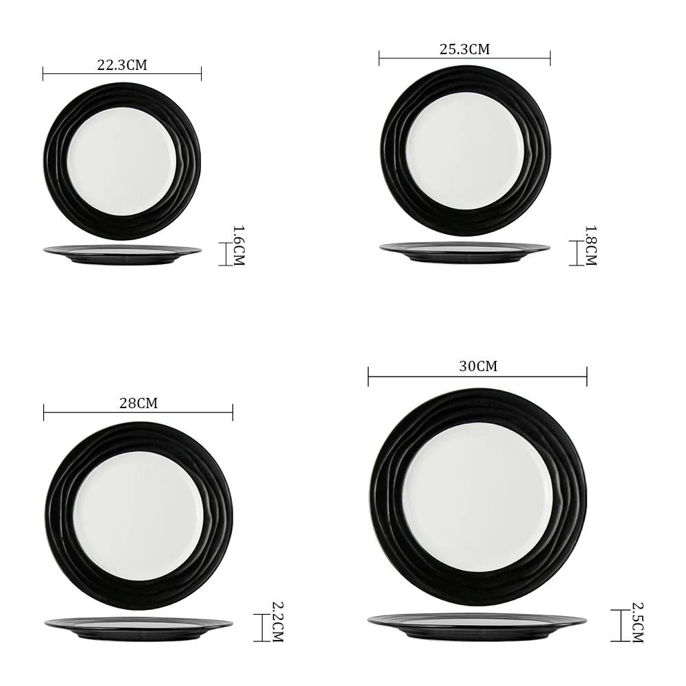 Черные скандинавские керамические обеденные тарелки, фарфоровые тарелки для ресторана, наборы керамических тарелок