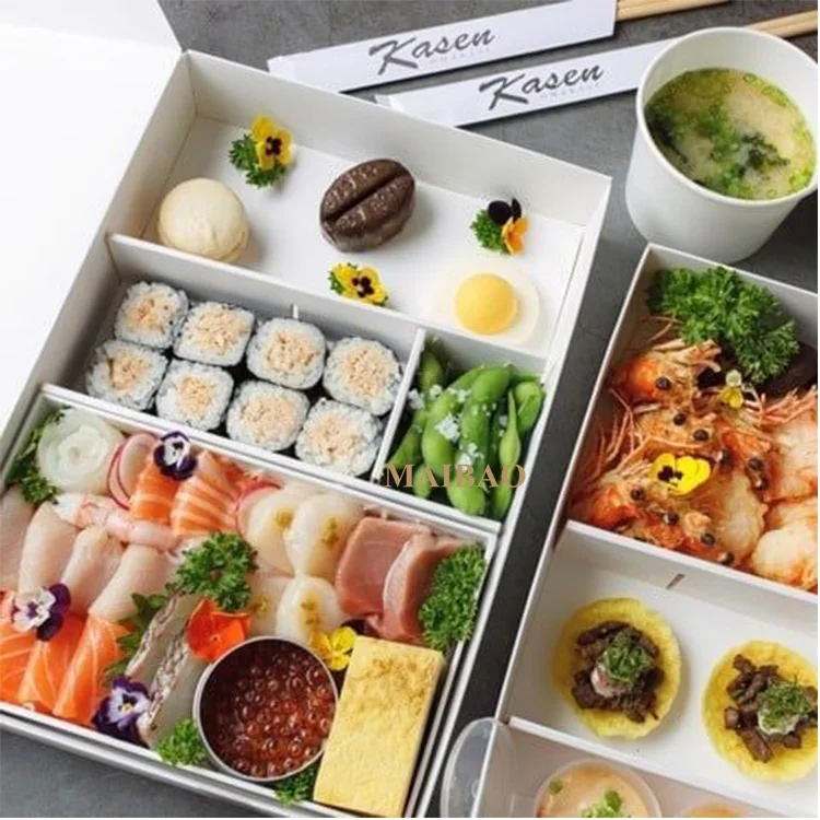 Пользовательские прямоугольные контейнеры для еды для ресторана, обеда, бенто, суши, контейнеры для еды, одноразовая коробка для еды на вынос для суши