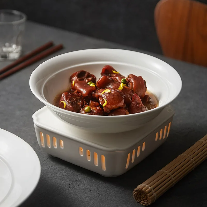 Nordic White Ceramic Serving Tray New Stoneware Dinner Plate Soup Puree Seafood Salad Fish Buffet Restaurant Tableware Europe