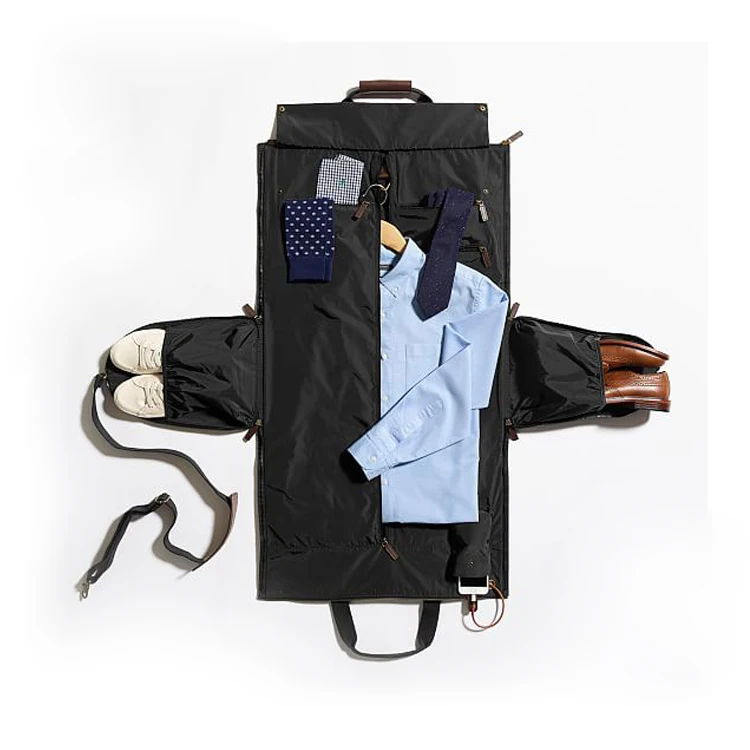 Изготовленный на заказ черный, розовый, фиолетовый, экологически чистый стандартный размер 2 в 1, складной костюм продавца на боковой молнии, нетканая сумка для одежды с вешалкой