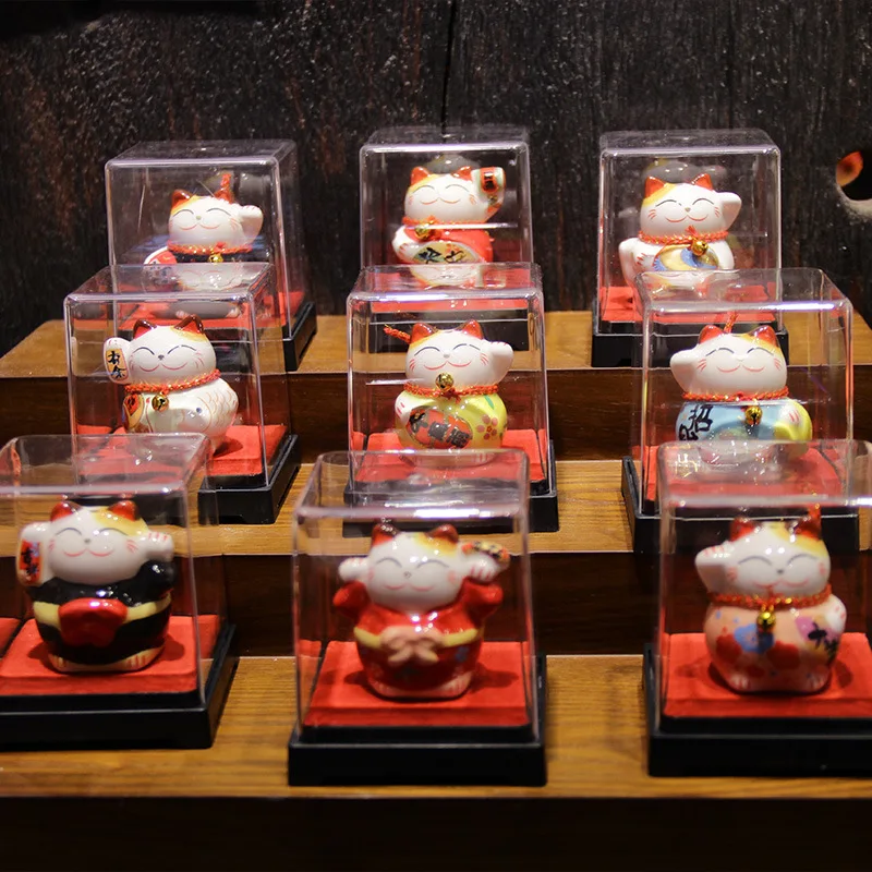 Wholesale Custom Gift Ceramic Decorative Cute Cartoon Animal Cat Japanese Porcelain Mini Good Lucky Fortune Cat Statue