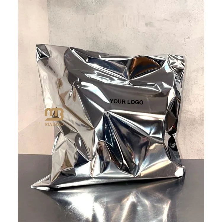 Оптовые перерабатываемые серебряные полиэтиленовые почтовые пакеты с логотипом, пакеты для одежды, пластиковые транспортировочные пакеты для упаковочной ткани, почтовая сумка