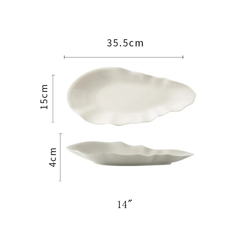 New High Quality Simple White Floral Disc Dinner Plate Ceramic Dinner Plate