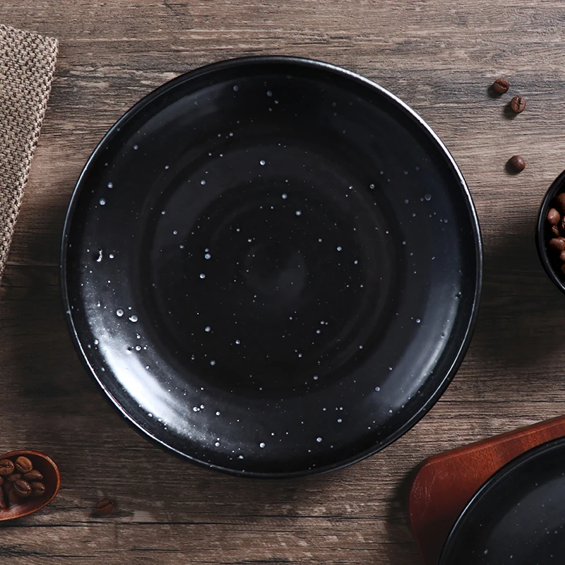 Привлекательная цена, новый тип посуды, тарелка, керамические тарелки, черная обеденная тарелка для ресторана, керамическая посуда, обеденный набор