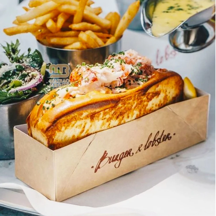 Биоразлагаемый поднос для еды, хот-дог, густое яйцо, тост, хлеб, упаковочная коробка для завтрака, обед, десерт, сэндвич, бумажный ящик для еды