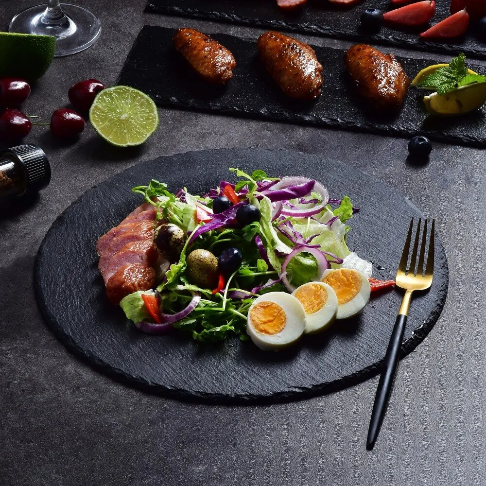 Круглая разделочная доска из шифера Черные доски из натурального шифера