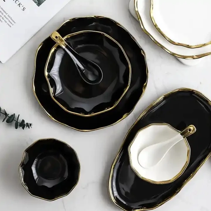 Banquet New Design Unique Creative Crockery Wedding Plates Ramen Bowl Porcelain Dinner Sets